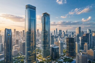 Obraz premium Modern Office Towers with Stunning Skyline Views