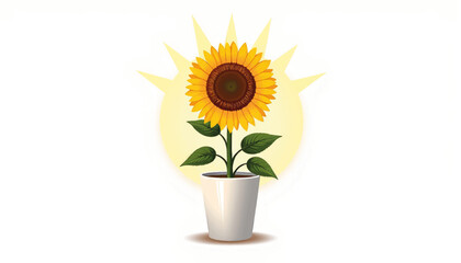 Obraz premium Radiant sunflower blooming in a stylish pot, symbolizing positivity