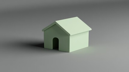 Light Green House Model on Gray Background