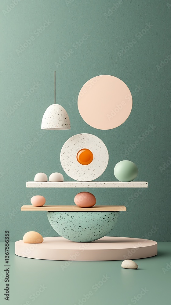 Poster balanced pastel objects minimalist composition