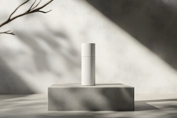 Modern Cosmetic Product Display on Concrete Podium