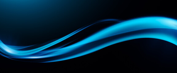 Mesmerizing Flow of Blue Light Curves Against a Dark Background, Symbolizing the Fluidity of Technology, Modern Design, and the Endless Possibilities of a Digital Future