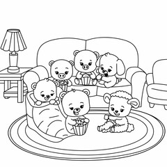 kdp cover, cover, book cover, cartoon illustration, cute coloring book cover, cute kids illustration, cartoon cover, kawaii coloring, easy and bold, kawaii cover, cozy, cozy cover, fuzzy, hygge, color