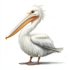 Obraz premium White Pelican Portrait Illustration on White Background