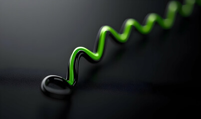 Green and Black Wavy Abstract Line on Dark Surface