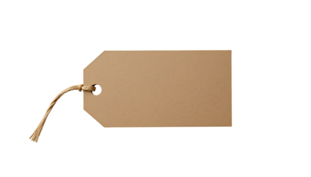 A blank, eco-friendly kraft paper tag with a string png