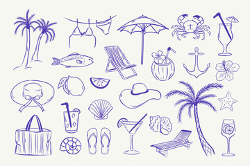 Hand drawn sketch style summer vacation collection.  © lana_art