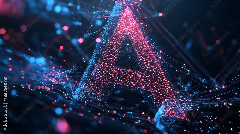 Poster isometric vector abstract big data visualization. futuristic a letter design. visual information com