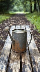 Naklejka premium Morning Dew and Metal, Watering cans