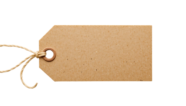 A blank, eco-friendly kraft paper tag with a string png