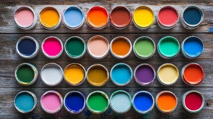 Vibrant paint colors are arranged in a neat and inspiring manner