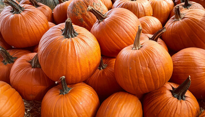 A pile of premium quality pumpkins neatly arranged