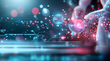 Obraz premium Exploring digital transformation virtual environment graphic art futuristic setting conceptual view technology and innovation