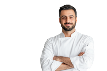 Männlicher Koch in Berufsbekleidung mit verschränkten Armen PNG mit transparentem Hintergrund

