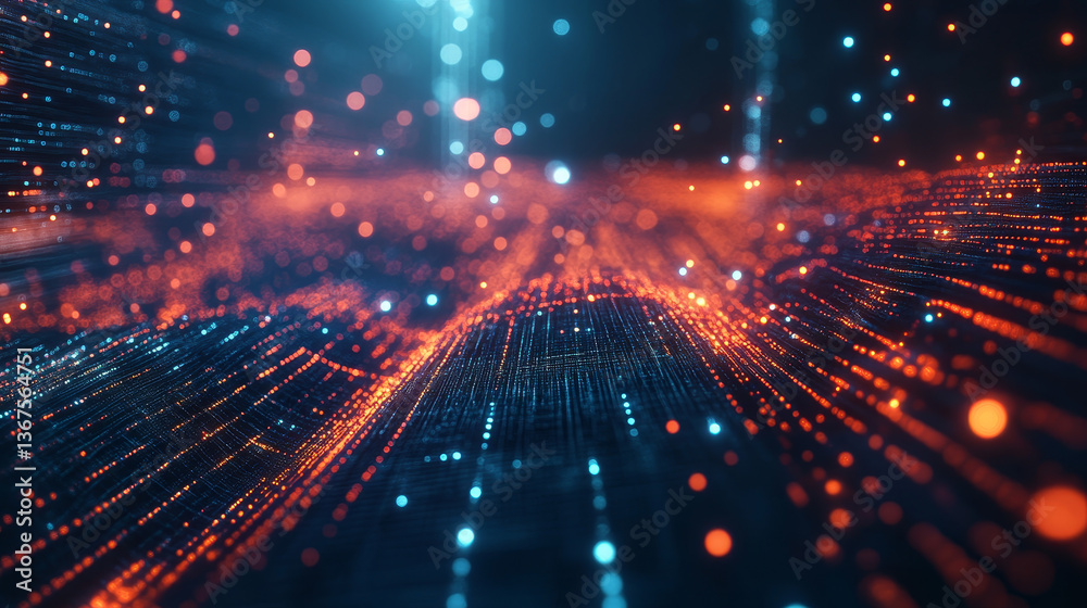 Poster isometric abstract big data visualization. futuristic a letter design. visual information complexity