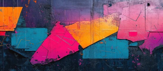 Naklejka premium Abstract Colorful Wall Art Geometric Shapes, Urban Texture, Background for Design