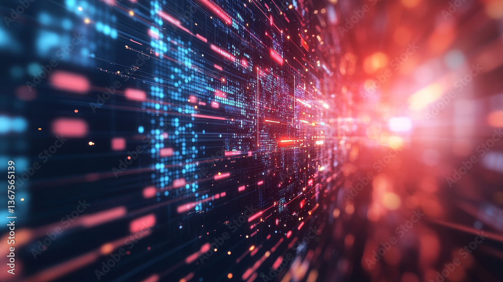 Poster isometric abstract big data visualization. futuristic a letter design. visual information complexity