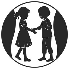 Kids friendship silhouette vector illustration