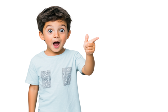 Überraschter kleiner Junge zeigt mit dem Finger PNG mit transparentem Hintergrund

 - Powered by Adobe