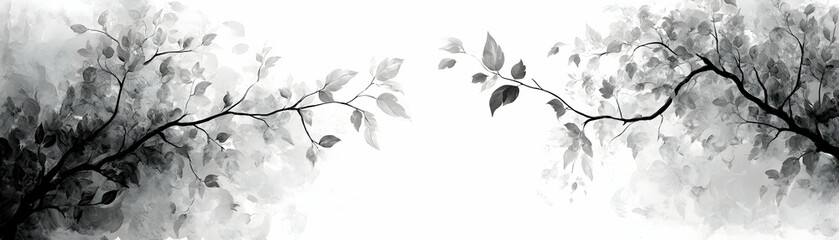 Abstract Monochrome Tree Branches Illustration