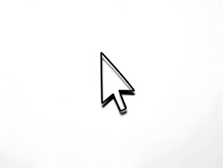A black computer mouse cursor arrow appears isolated against a pure white background. The arrow is rendered with crisp, clean edges