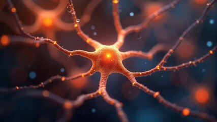 Close-up of a Neuron Cell Structure in a Brain
