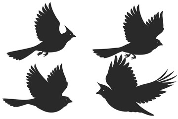 set of Cardinal silhouette vector illustration