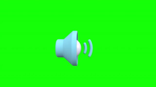 A blue speaker icon representing sound waves 3d animation with Alpha Channel