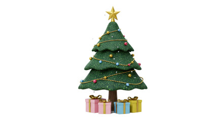 Isolated Christmas Tree with Gifts