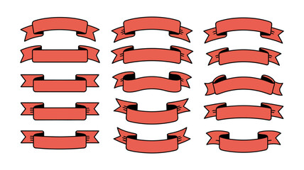 Crimson Banners: A collection of elegantly designed crimson banners with varied shapes and styles, ready to add a touch of class and sophistication to any project.