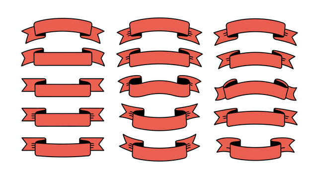 Crimson Banners: A collection of elegantly designed crimson banners with varied shapes and styles, ready to add a touch of class and sophistication to any project.