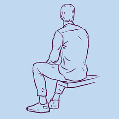 a man is sitting on a bench vector for illustration card decoration 