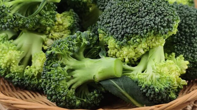 Close-up of fresh broccoli in a basket