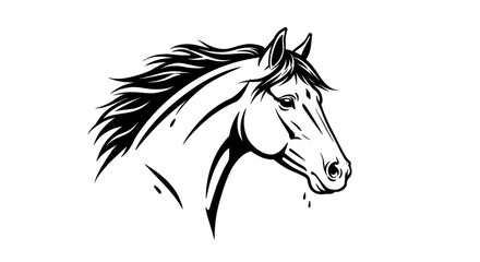 Isolated Horse Head Drawing