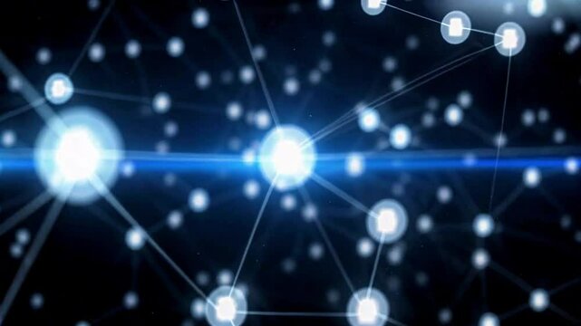 Futuristic 3D scatter plot with glowing data points dynamically connecting like a cosmic star map, perfect for technology, AI, and big data visuals.