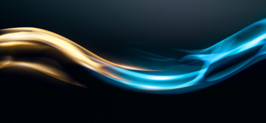 Vibrant Blue and Gold Abstract Wave Background, Elegant Fluid Design for Creative Digital Projects, Presentations, and Modern Art with a Striking Dark Contrast