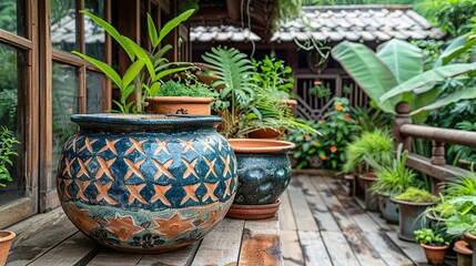 A handmade artisan pottery bowl with distinctive patterns.  