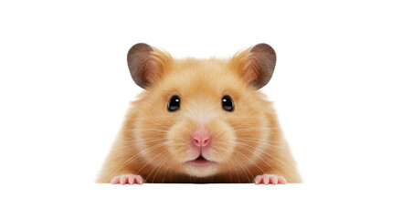 Isolated Golden Hamster Peeking Over Edge