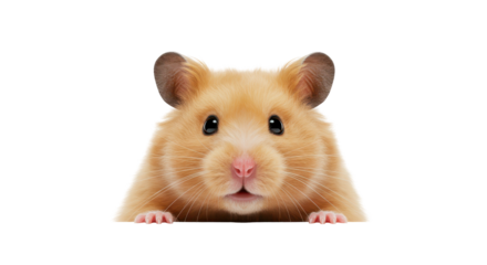 Isolated Golden Hamster Peeking Over Edge