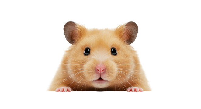 Isolated Golden Hamster Peeking Over Edge