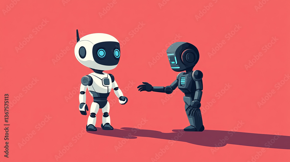 Poster isometric concept robot programming. infographics of robots helpers and friends