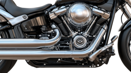 Chrome Beast: A powerful motorcycle gleams, with shiny chrome components catching the light, embodying the spirit of the open road and adventure.
