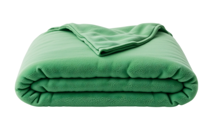 A neatly folded green fleece blanket png