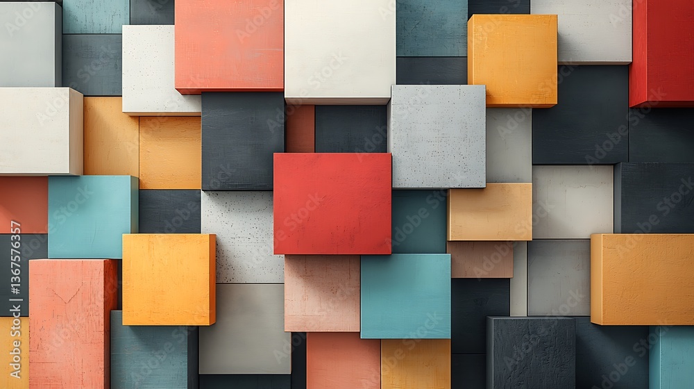 Poster colorful geometric cube blocks abstract background