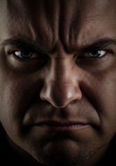 Fototapeta premium Extreme close-up portrait showcasing intense anger and deep emotion