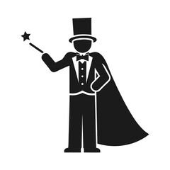 Magician icon silhouette vector illustration