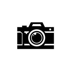 Black and white camera icon for photography and photo shooting