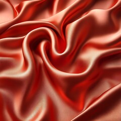 Fototapeta premium Detailed close up view of elegant flowing red silk fabric