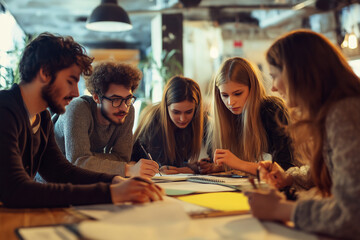 business professionals working on a project as a team in the office for work	