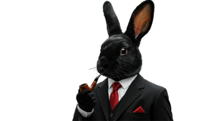 Isolated Black Rabbit in Suit